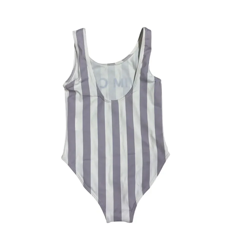 NEW Sz8-9 Sunday Collective Purple Stripe Girls Swim One piece SWIM CLUB
